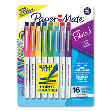 Paper Mate® Flair Felt Tip Porous Point Pen, Stick, Bold 1.2 Mm, Assorted Ink Colors, White Pearl Barrel, 16-pack freeshipping - TVN Wholesale